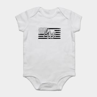 Elephant American Flag Stars And Stripes Baby Bodysuit